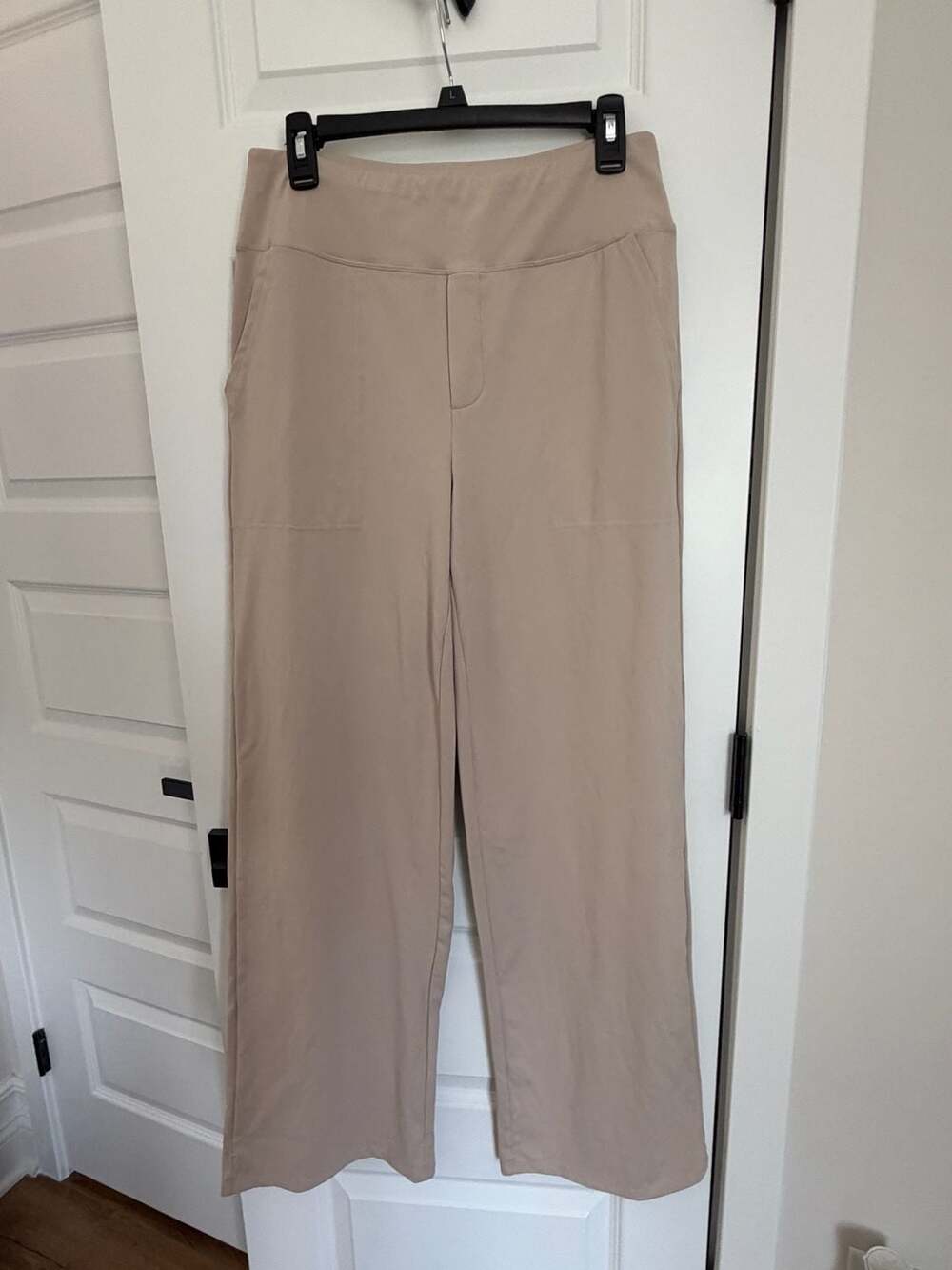 G4Free Yoga Pants Women Wide Leg, High Waist, Pockets - Beige